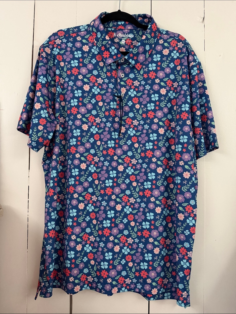 chubbies Navy Floral Short-Sleeve Polo